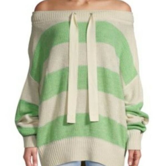 NWOT $148 Free People M Cassidy Off The Shoulder Pullover Knit Sweater Stripe - Picture 4 of 9